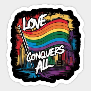 Love Conquers All Gay Lesbian Pride Sticker